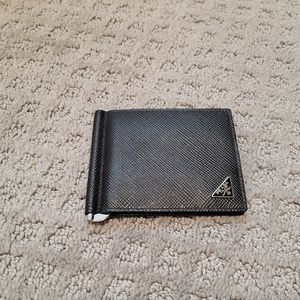 Authentic Prada money clip wallet
